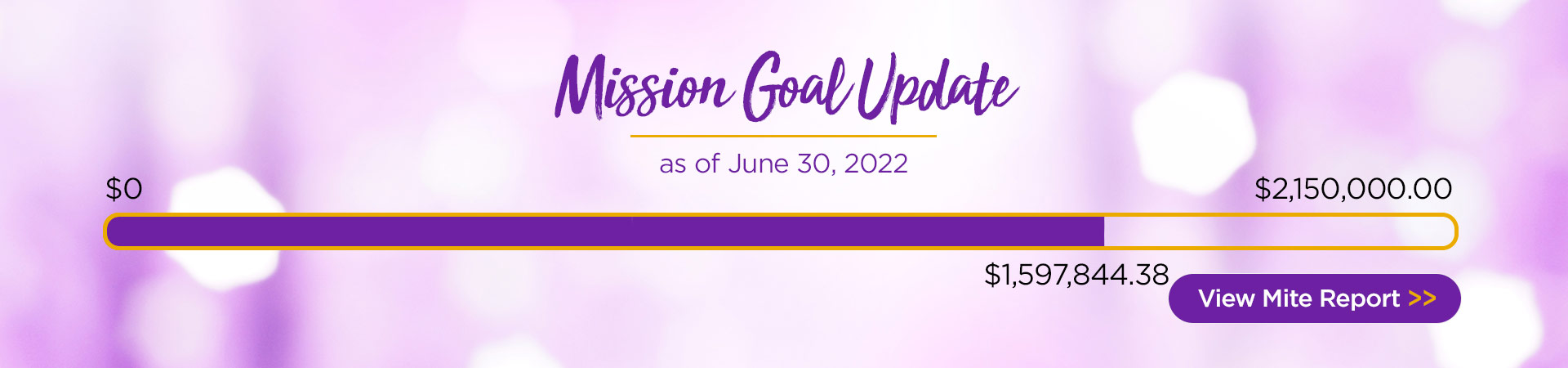 Mission Goal Update as of June 30, 2022. View Mite Report.